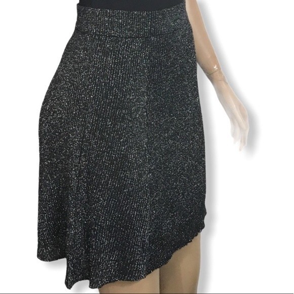 Xhilaration Skirt Knit black Metallic Shimmer high Waist Fully lined size L - Picture 4 of 14